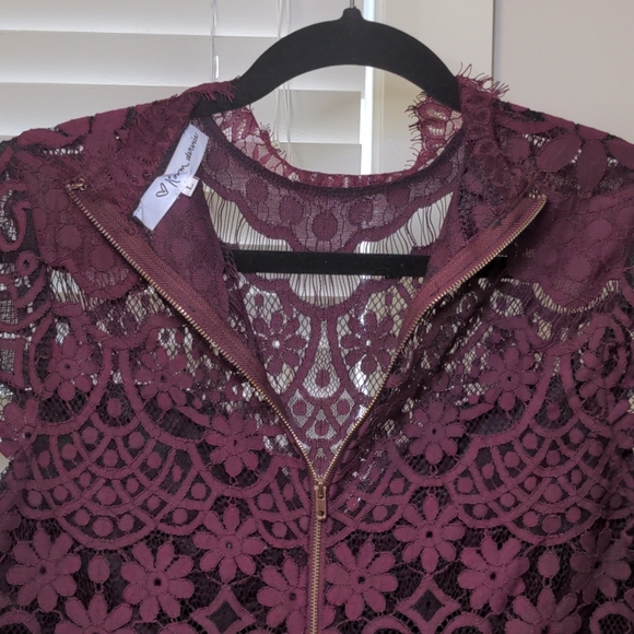 Purple and Black Lace Crop Top - Picture 8 of 9